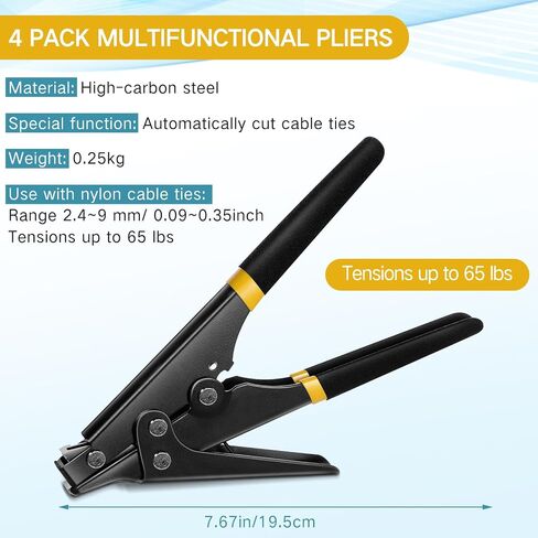 Shappy 4 Pcs Zip Tie Tool and Tensioning and Cutting Tool for Fastening and Cutting Plastic or Nylon, 7.67 Inches Length in Saudi Arabia