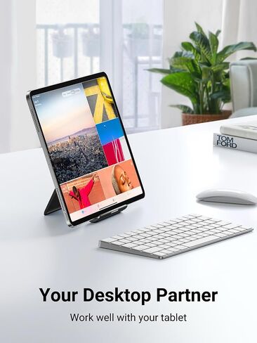 UGREEN Tablet Stand Holder for Desk 2 Pack Stand Compatible with iPad 10.2 11 Inch 9.7 Pro Mini 6 5 4 3, Desktop Portable Phone Holder Adjustable Home Office Accessories, Black and White in Saudi Arabia