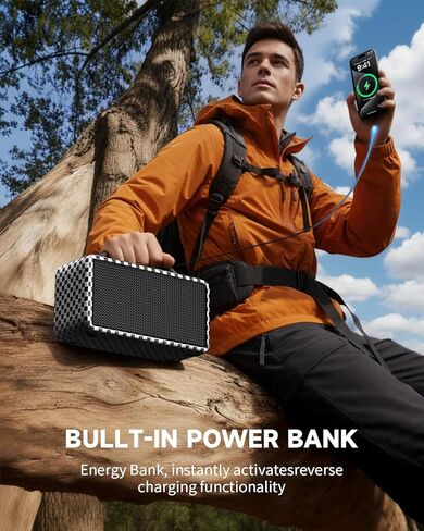 DINDIN Portable Bluetooth Speaker: 80W (Peak), 20H Playtime, Loud Wireless Wood Speakers with Bass, AUX and USB Input, Subwoofer, TWS Pairing, Vintage Speaker for Outdoor, Home, Office (Black) in Kuwait