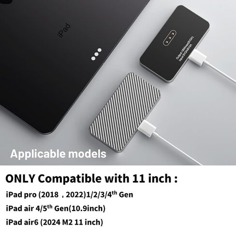 Magnetic Wireless Charger for iPad Pro 11 (1st/2nd/3rd/4th) & iPad Air 11 (M2/M3) & iPad Air 10.9 (4th/5th), 18W Fast Charging Smart Connector Alloy Wireless Charging Pad with USB-C Cord Cable in Saudi Arabia