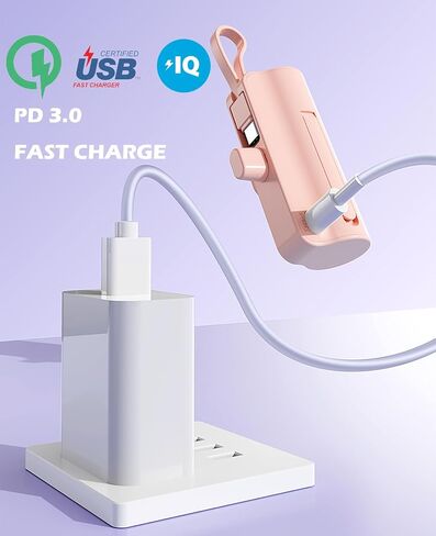 بنك طاقة صغير، شاحن هاتف بقوة 5500 مللي أمبير في الساعة، شاحن محمول مع منافذ USB-C مزدوجة لهواتف iPhone 17/16/15/15 plus/15 pro/15 pro Max/Android Phone/Samsung/Moto/LG إلخ (وردي) in Kuwait