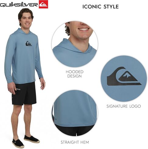 Quiksilver Men's Swimwear Regular Fit UPF 50 Sun Tee Hooded Rash Guard Shirt (S-XXL) in Saudi Arabia
