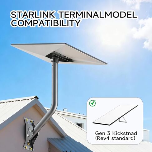 مجموعة تركيب Starlink Gen 3، حامل أنبوب سقف جداري 18 بوصة لطبق الأقمار الصناعية V3 مع دعامة تثبيت لجهاز التوجيه، وملحقات محول القطب مع مفتاح ربط وريشة مثقاب in Kuwait