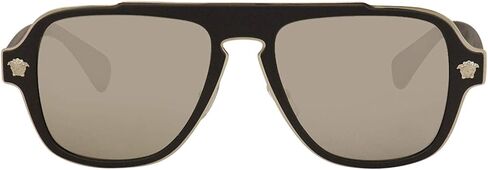 Versace Medusa Charm VE 2199 10006G Matte Black Plastic Aviator Sunglasses Silver Mirror Lens in Kuwait