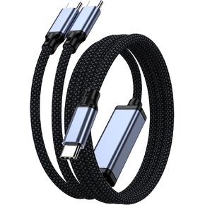 2-in-1 USB-C to dual USB-C data cable, 4 feet, maximum charging power 5A/100W, data transfer speed 480Mbps, compatible with iPhone 16/15 series, laptops, iPad, Nintendo Switch, Galaxy series, etc. in Saudi Arabia