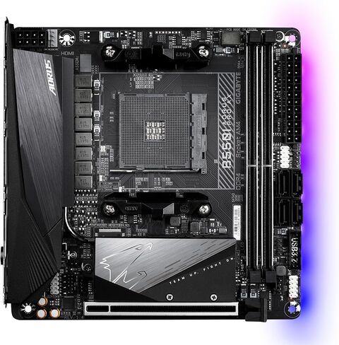 GIGABYTE B550I AORUS PRO AX (AM4 AMD/B550/Mini-Itx/Dual M.2/SATA 6Gb/s/USB 3.2 Gen 1/WiFi 6/2.5 GbE LAN/PCIe4.0/Realtek ALC1220-Vb/DisplayPort 1.4/2xHDMI 2.0B/RGB Fusion 2.0/DDR4/Gaming Motherboard) in Saudi Arabia