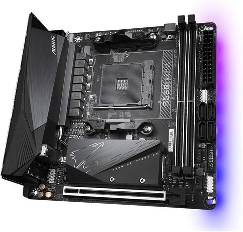 GIGABYTE B550I AORUS PRO AX (AM4 AMD/B550/Mini-Itx/Dual M.2/SATA 6Gb/s/USB 3.2 Gen 1/WiFi 6/2.5 GbE LAN/PCIe4.0/Realtek ALC1220-Vb/DisplayPort 1.4/2xHDMI 2.0B/RGB Fusion 2.0/DDR4/Gaming Motherboard) in Saudi Arabia