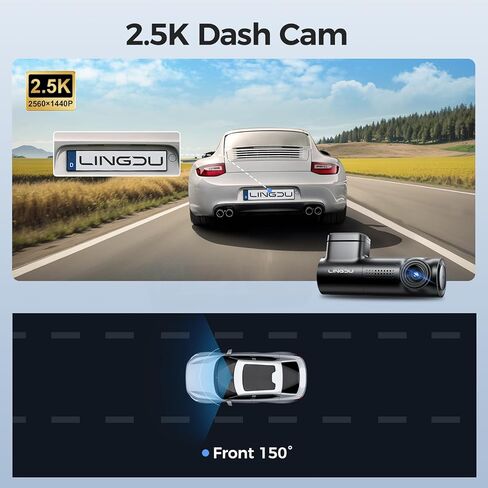 LINGDU D600 4K Dash Cam أمامي وخلفي، كاميرا سيارة واي فاي 5G، كاميرا داش للسيارات GPS، التحكم الصوتي، وضع انتظار السيارات 24 ساعة، بطاقة SD مجانية 64 جيجابايت، تسجيل حلقي، مستشعر G in Kuwait