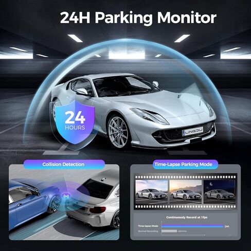 LINGDU D600 4K Dash Cam أمامي وخلفي، كاميرا سيارة واي فاي 5G، كاميرا داش للسيارات GPS، التحكم الصوتي، وضع انتظار السيارات 24 ساعة، بطاقة SD مجانية 64 جيجابايت، تسجيل حلقي، مستشعر G in Kuwait