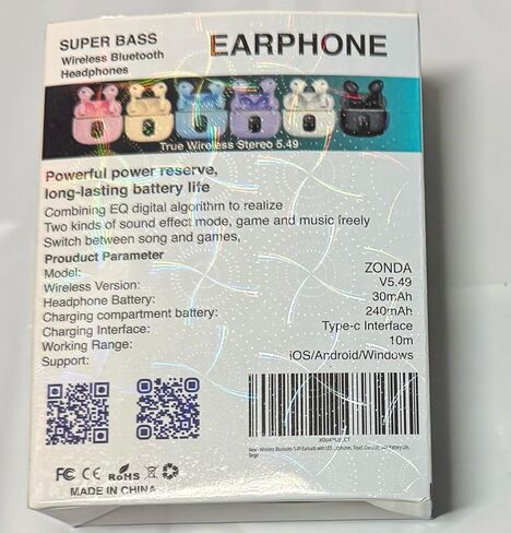 Wireless Bluetooth 5.3 Earbuds with Charging Case, LED Display, Noise Cancelling Headphones, Touch Control, 40H Playtime, Waterproof Sports Headphones with Mic (White) in Kuwait
