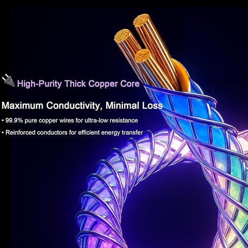 سلك شاحن iPhone المضيء، كابل شاحن لايتنينج RGB ملون متدرج LED كابل لايتنينج معتمد من Apple MFi شحن سريع لهاتف iPhone 14 13 12 11 Pro Max XR X SE 8 Plus More (6 أقدام) in Kuwait