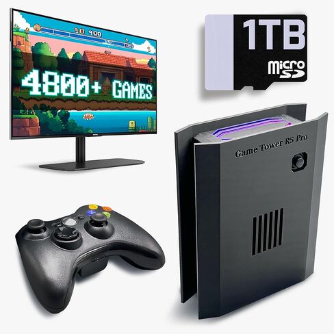 Movaan GameTower R5 Pro - Plug and Play Retro Game Console with Light Gun Support, RGB Lights, 1TB Game Library, and Wireless Rumble Controller in Saudi Arabia