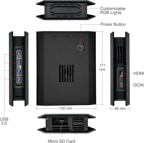 Movaan GameTower R5 Pro - Plug and Play Retro Game Console with Light Gun Support, RGB Lights, 1TB Game Library, and Wireless Rumble Controller in Saudi Arabia