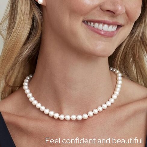 The Pearl Source 14K Gold 6.0-6.5mm AAAA Quality White Freshwater Cultured Pearl Necklace for Women in 20" Matinee Length Pearl Gifts for Christmas, Holidays and Anniversary in Saudi Arabia