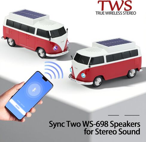 Car Model Bluetooth Replica Speakers Collection – Portable Wireless Speakers with HD Sound, LED Party Lights, FM Radio, TWS Stereo, Built-in Mic, Awesome Gifts for Friends (WS-698(Solar)) in Kuwait
