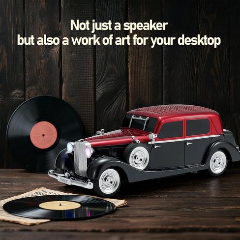 WS-1934 Retro Classic Car Bluetooth Replica Speaker – Wireless HD Sound with FM Radio,TWS Stereo,LED Party Lights,Built-in Microphone Hands-Free Call, Surprise Portable Gift for Party Use(Red) in Saudi Arabia