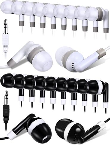 DULLA 100 Pcs Bulk Earbuds Wired Headphones for Classroom, Lightweight Headphones in Ear for Students Schools Libraries, No Microphone, Wholesale Ear Buds 3.5mm Jack Individually Bagged (Black/White) in Saudi Arabia