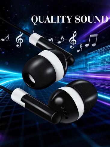 DULLA 100 Pcs Bulk Earbuds Wired Headphones for Classroom, Lightweight Headphones in Ear for Students Schools Libraries, No Microphone, Wholesale Ear Buds 3.5mm Jack Individually Bagged (Black/White) in Saudi Arabia