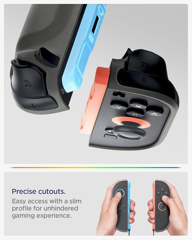 Spigen Thin Fit مصمم لجهاز نينتندو سويتش OLED موديل 7 بوصة وحقيبة قابلة للإرساء لوحدة التحكم Joy-Con مع حافظة واقية بمسند - أسود in Saudi Arabia