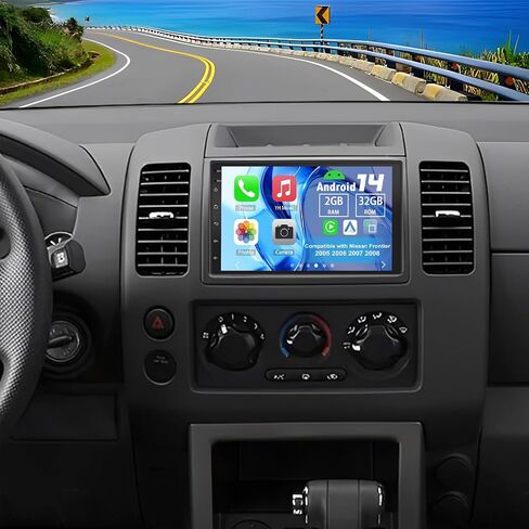 Android 14 Double Din Car Stereo Radio Compatible with Nissan Frontier 2005 2006-2008, 2G+32G 7" Car Radio w/Wireless Carplay Android Auto GPS WiFi Bluetooth RDS DSP SWC Mic Backup Camera in Saudi Arabia