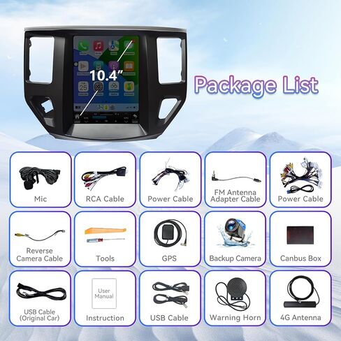 راديو ستيريو للسيارة Android 14 متوافق مع Nissan Pathfinder 2012-2020، 5G.8Core.10.4 بوصة يدعم راديو السيارة بتقنية البلوتوث، CarPlay اللاسلكي Android Auto/FM/GPS/SWC/وصلة مرآة/كاميرا احتياطية in Kuwait