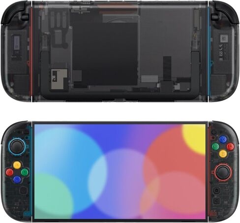 أزرار صدفة DIY متطرفة لجهاز Nintendo Switch 2، لوحة خلفية خلفية لوحدة التحكم المخصصة + لوحة تحكم أمامية مع شرائط زخرفية، مفاتيح اتجاه ABXY لـ Joycon 2 - إصدار Essence - لائحة سوداء شفافة in Kuwait