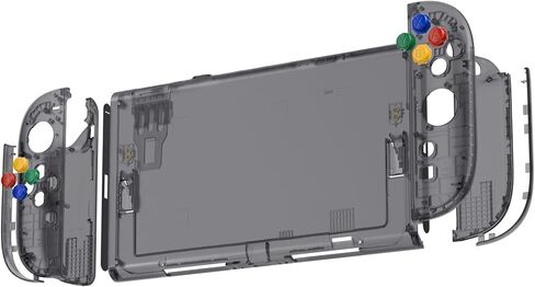 أزرار صدفة DIY متطرفة لجهاز Nintendo Switch 2، لوحة خلفية خلفية لوحدة التحكم المخصصة + لوحة تحكم أمامية مع شرائط زخرفية، مفاتيح اتجاه ABXY لـ Joycon 2 - إصدار Essence - لائحة سوداء شفافة in Kuwait