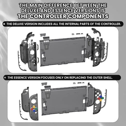 أزرار صدفة DIY متطرفة لجهاز Nintendo Switch 2، لوحة خلفية خلفية لوحدة التحكم المخصصة + لوحة تحكم أمامية مع شرائط زخرفية، مفاتيح اتجاه ABXY لـ Joycon 2 - إصدار Essence - لائحة سوداء شفافة in Kuwait