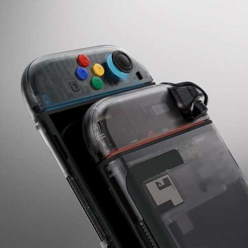 أزرار صدفة DIY متطرفة لجهاز Nintendo Switch 2، لوحة خلفية خلفية لوحدة التحكم المخصصة + لوحة تحكم أمامية مع شرائط زخرفية، مفاتيح اتجاه ABXY لـ Joycon 2 - إصدار Essence - لائحة سوداء شفافة in Kuwait