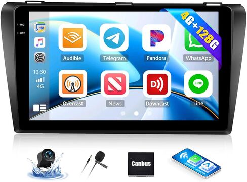 4G+128G Android 15 Car Stereo for Mazda 3 2004-2009 with Wireless CarPlay Android Auto 9" incell Touch Screen Car Radio Bluetooth GPS WiFi RDS FM HD Backup Camera in Saudi Arabia