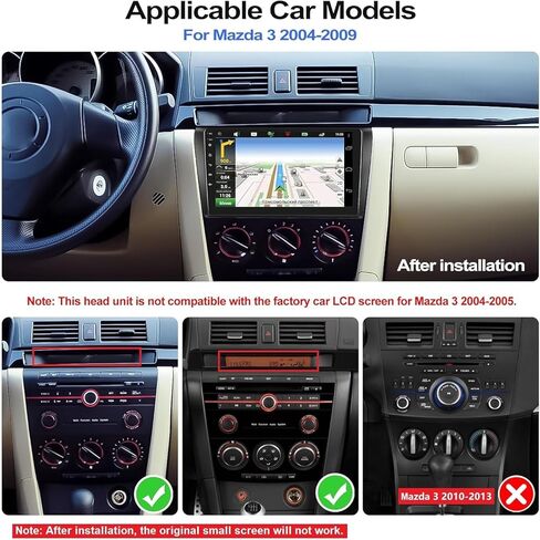 4G+128G Android 15 Car Stereo for Mazda 3 2004-2009 with Wireless CarPlay Android Auto 9" incell Touch Screen Car Radio Bluetooth GPS WiFi RDS FM HD Backup Camera in Saudi Arabia