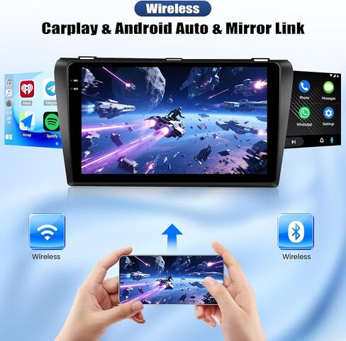 4G+128G Android 15 Car Stereo for Mazda 3 2004-2009 with Wireless CarPlay Android Auto 9" incell Touch Screen Car Radio Bluetooth GPS WiFi RDS FM HD Backup Camera in Saudi Arabia