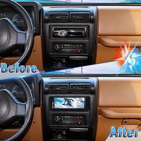 Android 14 Double Din Car Stereo ترقية راديو لسيارة Jeep Wrangler 1997-2002، 2G+32G 6.86 بوصة شاشة لمس لاسلكية Carplay Android Auto GPS WiFi Bluetooth RDS DSP SWC Mirrorlink Mic كاميرا احتياطية in Saudi Arabia