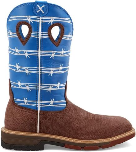 Twisted X Men's 12 "Western Work Boot ، Square Toe سبيكة إصبع القدم مع CellStretch ، Burgundy & Sky Blue ، 8 EE in Saudi Arabia