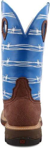 Twisted X Men's 12 "Western Work Boot ، Square Toe سبيكة إصبع القدم مع CellStretch ، Burgundy & Sky Blue ، 8 EE in Saudi Arabia