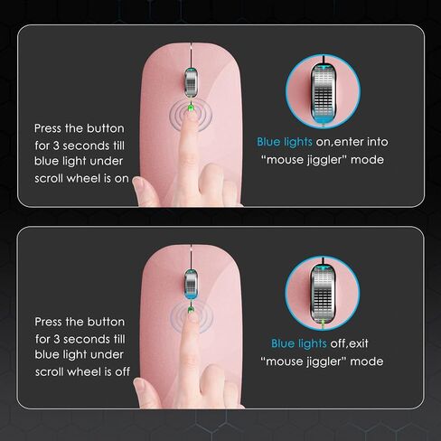 ماوس Fonicer مزدوج الوضع Jiggler للكمبيوتر المحمول والهاتف، ماوس LED قابل لإعادة الشحن، محرك ماوس كمبيوتر، حركة عشوائية غير قابلة للاكتشاف مع زر تشغيل/إيقاف يبقي الكمبيوتر مستيقظًا (ذهبي وردي) in Kuwait