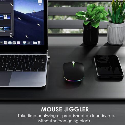 ماوس Fonicer مزدوج الوضع Jiggler للكمبيوتر المحمول والهاتف، ماوس LED قابل لإعادة الشحن، محرك ماوس كمبيوتر، حركة عشوائية غير قابلة للاكتشاف مع زر تشغيل/إيقاف يبقي الكمبيوتر مستيقظًا (ذهبي وردي) in Kuwait