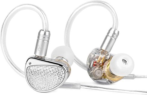 STA-K In Ear Monitor, EarAcoustic Audio HiFi Stereo Wired Earbuds,Hybrid Dual Drivers IEM Headphones,Crystal Clear Sound IEM Earphones with 2 Pin Detachable Cable for Musicians(NO Microphone,Silver) in Kuwait