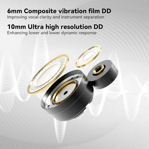 STA-K In Ear Monitor, EarAcoustic Audio HiFi Stereo Wired Earbuds,Hybrid Dual Drivers IEM Headphones,Crystal Clear Sound IEM Earphones with 2 Pin Detachable Cable for Musicians(NO Microphone,Silver) in Kuwait
