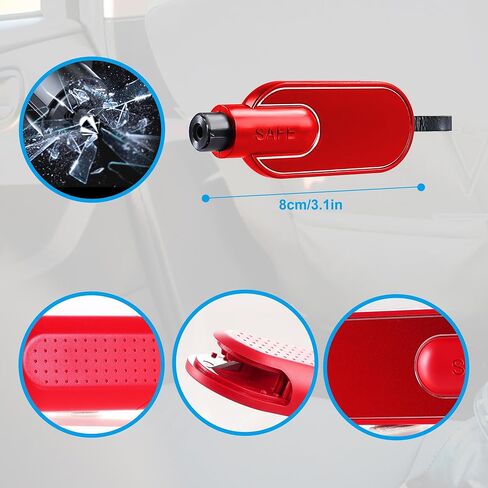 Amooca Amergency Escape Tool 2-Pack Window Breaker & Seatbelt Cutter 2-in-1 مطرقة سلامة السيارات المحمولة للمنزل والسيارات الزجاجي الأسود in Kuwait