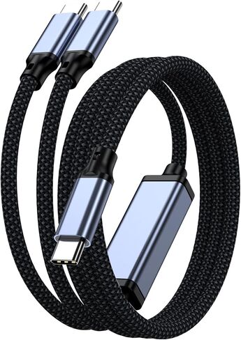 2-in-1 USB-C to dual USB-C data cable, 4 feet, maximum charging power 5A/100W, data transfer speed 480Mbps, compatible with iPhone 16/15 series, laptops, iPad, Nintendo Switch, Galaxy series, etc. in Saudi Arabia