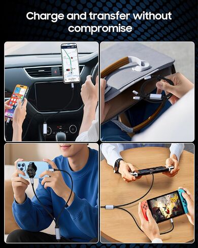 2-in-1 USB-C to dual USB-C data cable, 4 feet, maximum charging power 5A/100W, data transfer speed 480Mbps, compatible with iPhone 16/15 series, laptops, iPad, Nintendo Switch, Galaxy series, etc. in Saudi Arabia