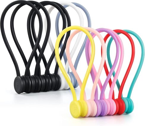 Magnetic Cable Ties – Reusable Silicone Magnetic Cord Organizers for Bundling, Fridge Clips, Book Markers & More – Assorted Colors for Efficient Cable Management (Black Color, 12-Pack) in Saudi Arabia