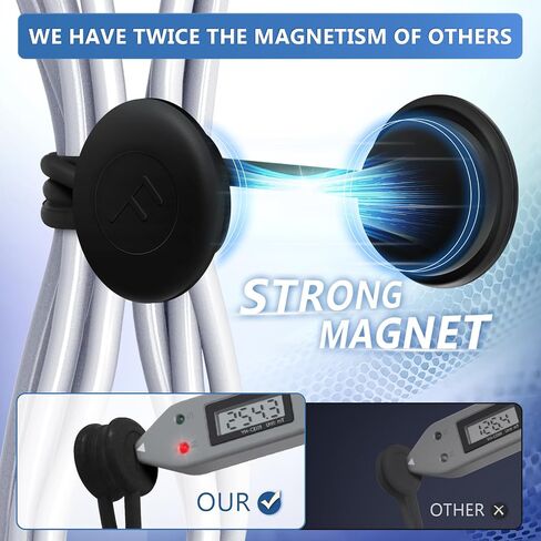 Magnetic Cable Ties – Reusable Silicone Magnetic Cord Organizers for Bundling, Fridge Clips, Book Markers & More – Assorted Colors for Efficient Cable Management (Black Color, 12-Pack) in Saudi Arabia