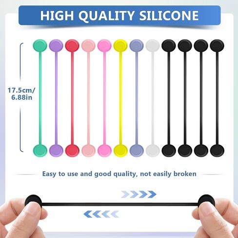 Magnetic Cable Ties – Reusable Silicone Magnetic Cord Organizers for Bundling, Fridge Clips, Book Markers & More – Assorted Colors for Efficient Cable Management (Black Color, 12-Pack) in Saudi Arabia