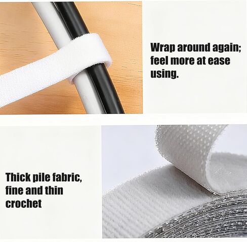 Reusable Cable Ties Roll 16.4ft, Adjustable Self-Gripping Straps for Cable Management, Wire Organizer, Cord Wraps (White) in Saudi Arabia