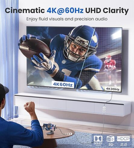 USB C to HDMI Cable 6Ft | 4K High-Speed USB 3.1 Type-C to HDMI Cord for Home Office [Thunderbolt 5/4/3 Compatible] with MacBook, Galaxy S9 to S24, iPhone 15/16 Series, iPad Pro, iMac, Surface in Saudi Arabia