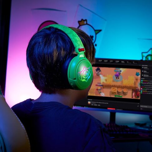SUBSONIC - Brawl Stars Wireless Gaming Headset with LED and Detachable Microphone. Officially Licensed Gaming Headset, Compatible with Consoles, PCs, Tablets and Smartphones - Green in Saudi Arabia