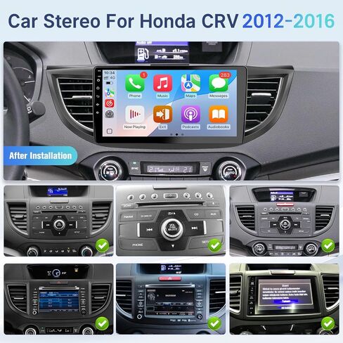 راديو سيارة أندرويد لهوندا CRV 2012 2013 2014 2015 2016 Carplay لاسلكي وAndroid Auto، 10.1 بوصة IPS شاشة تعمل باللمس ستيريو سيارة في لوحة القيادة GPS بلوتوث FM واي فاي كاميرا احتياطية MirrorLink SWC 2G+32G in Kuwait