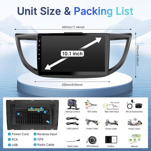 راديو سيارة أندرويد لهوندا CRV 2012 2013 2014 2015 2016 Carplay لاسلكي وAndroid Auto، 10.1 بوصة IPS شاشة تعمل باللمس ستيريو سيارة في لوحة القيادة GPS بلوتوث FM واي فاي كاميرا احتياطية MirrorLink SWC 2G+32G in Kuwait